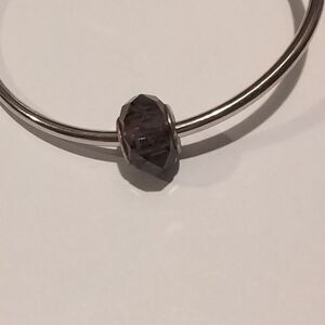 Silver Dark Purple‎ Faceted Charm for Pandora Style Bracelet